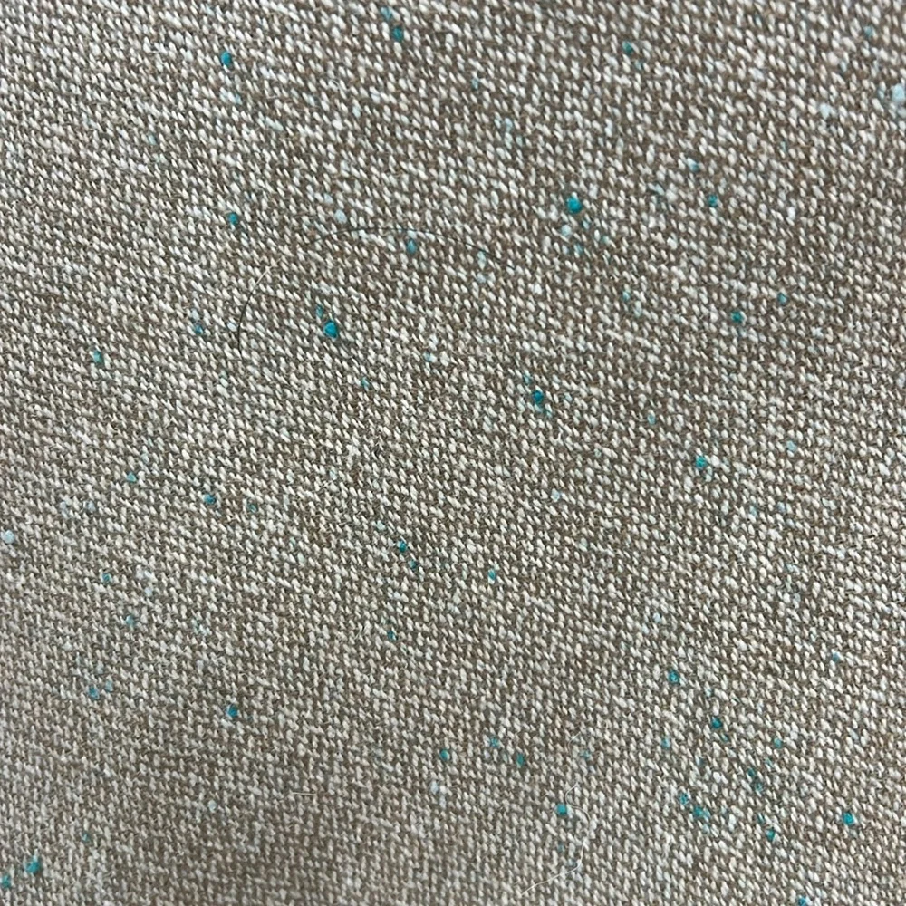 Tan and teal, fully lined wool mini skirt, size 4